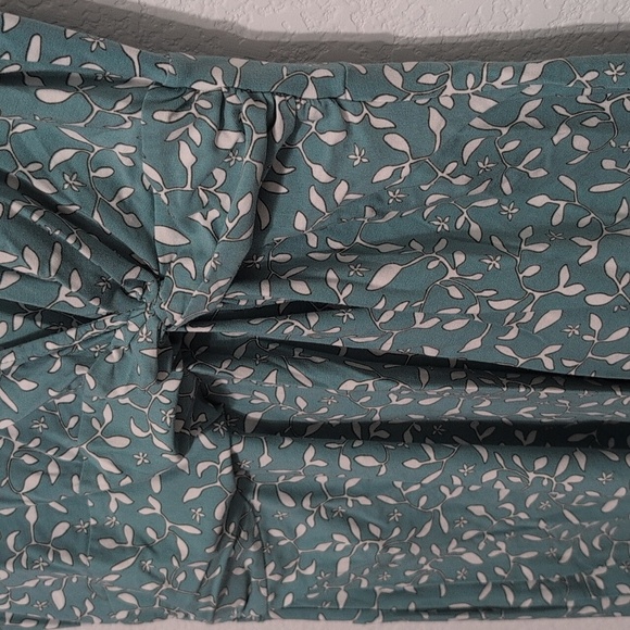 Lands End Faux Wrap Dress Modal Sage Teal White Leaf Floral Twist Summer Size 1X - Picture 6 of 12